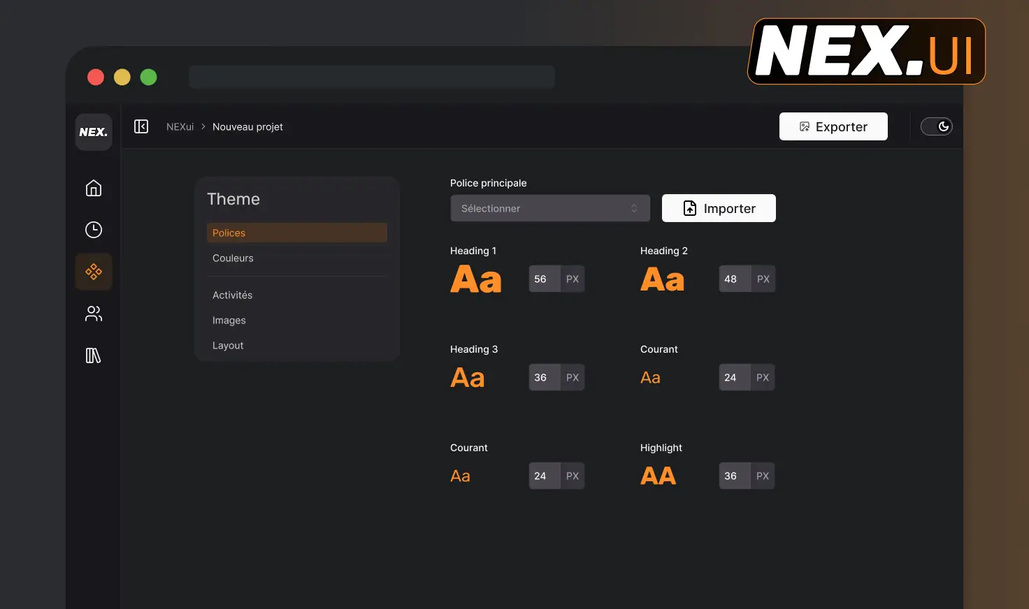 Aperçu de la bibliothèque UI personnalisable