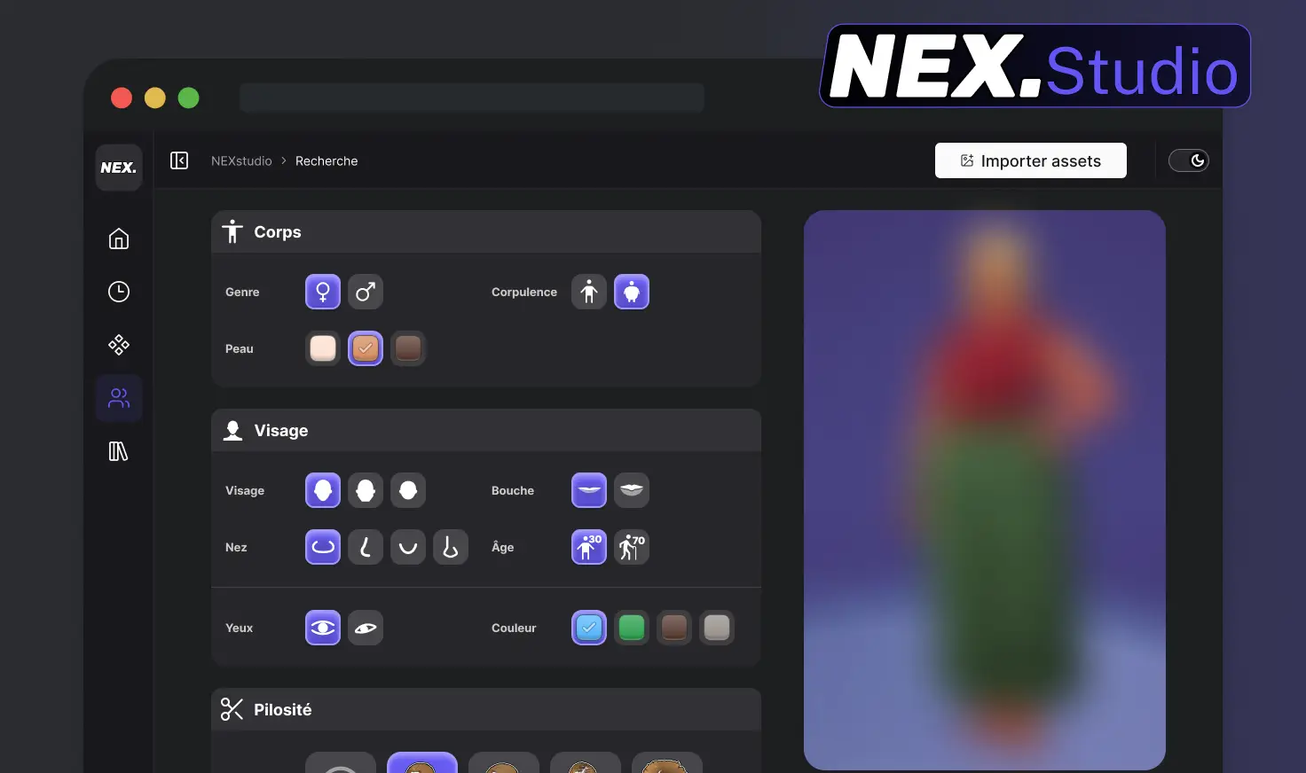 Aperçu du créateur de personnages