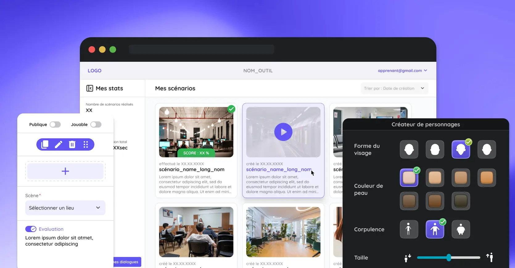 Interface de création de scénarios pédagogiques